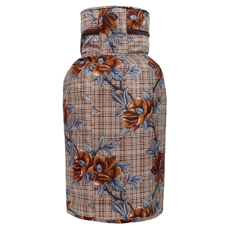 E-Retailer ERetailer Polyester 3Layered LPG Gas Cylinder Cover with Zipper Enclosure ColorFloral Brown Size26x14 Inches - Image 5