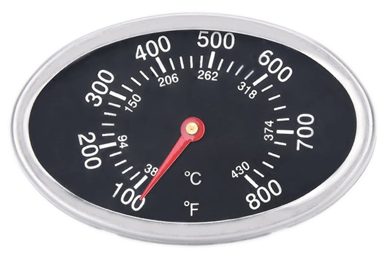 GasSaf Lid Thermometer Temperature Gauge Replacement for Nexgrill, Grill master 720-0697, Charmglow 720-0234, Aussie, Brinkman, Members Mark and Other Gas Grill, Oval Stainless Steel Heat Indicator - Image 1