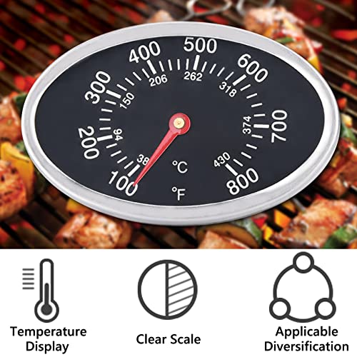 GasSaf Lid Thermometer Temperature Gauge Replacement for Nexgrill, Grill master 720-0697, Charmglow 720-0234, Aussie, Brinkman, Members Mark and Other Gas Grill, Oval Stainless Steel Heat Indicator - Image 4