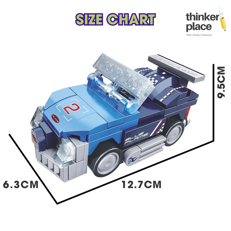 ThinkerPlace 8-in-1 Speed Racing Cars Blue Flame (97 Pieces) | Learn About Electric Vehicles | Building Block Set for Kids Age 6+ | STEM Educational Toy | Build, Collect & Create Big-Size Racing Car - Image 5