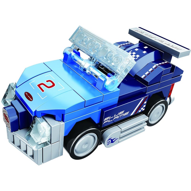 ThinkerPlace 8-in-1 Speed Racing Cars Blue Flame (97 Pieces) | Learn About Electric Vehicles | Building Block Set for Kids Age 6+ | STEM Educational Toy | Build, Collect & Create Big-Size Racing Car - Image 1
