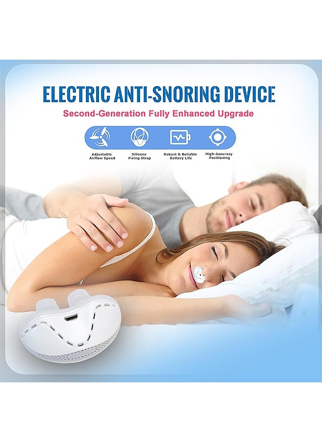 Anti Snoring Device, Adjustable Wind Speed Electric Nasal Soothing Device, Effective Snoring Prevention for Men and Women (White)
