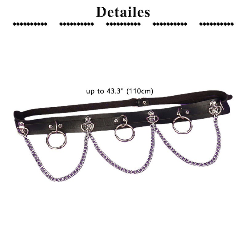 QWALIT Punk Belt with Chain for Women - Leather Body Chain Belt - Goth Accessories - Image 2