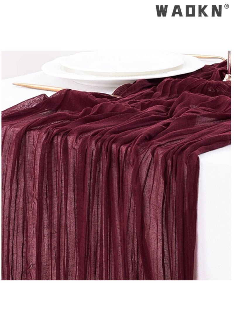 WAOKN 1 Piece Polyester Table Cloth Atmospheric Folding Bali Table Runner Elegant Red Burlap Table Runner Holiday Table Decoration Art Table Runner Home Decoration Pottery Decoration Wedding Bridal Shower Birthday Party Cake Table Décor (Red) - Image 2