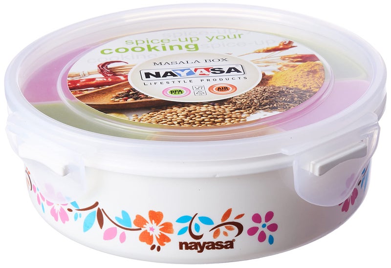 Nayasa Plastic Printed Masala Box | Spice Box For Kitchen | Plastic Masala Dabba | 100 ML Each Container Storage | Multicolor - Image 5