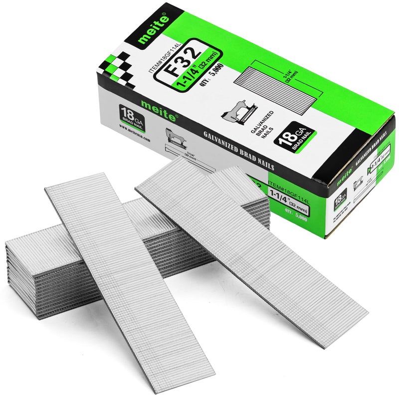 Meite meite 18 Gauge Leg Length 1-1/4-Inch Galvanized Brad Nail (5000pcs/Box) (1-Large Pack)  - Image 1