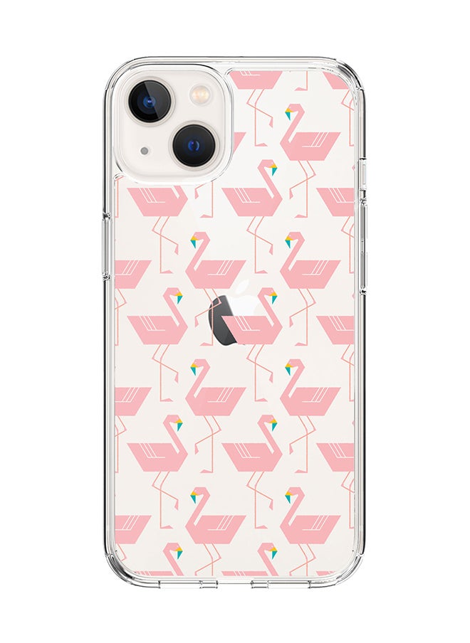 Stylizedd Classic Clear Case for Apple iPhone 14 Plus Case Hybrid Soft Cover Flexible Edges Anti Drop TPU PC Gel Thin Transparent Cover - Feminine Flamingos 