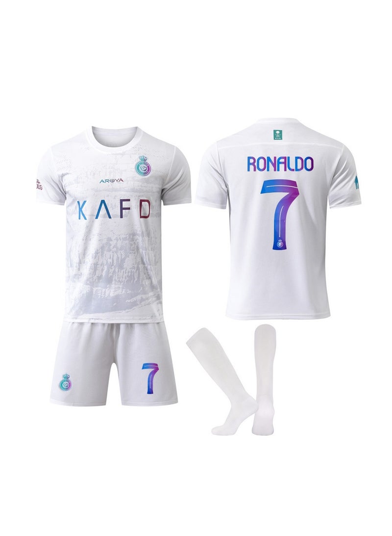 general 2023-24 Riyadh Victory II Away Football Jersey RONALDO #7 Football Jersey/Shorts Socks Gift Set Kids Size & Adult Size for Fans Friends - Image 1