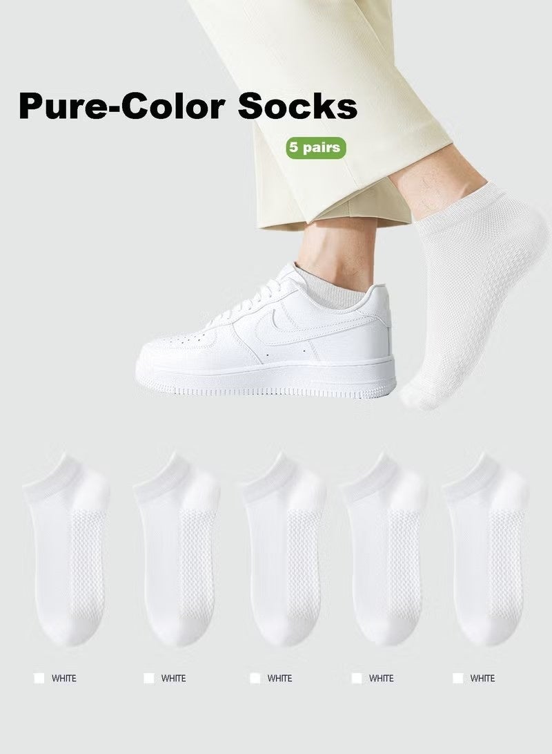 جوارب الكاحل القطنية الشبكية القابلة للتنفس للرجال - 5 أزواج، خفيفة الوزن ومريحة للربيع والصيف والخريف - Image 4