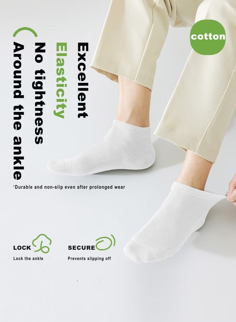 جوارب الكاحل القطنية الشبكية القابلة للتنفس للرجال - 5 أزواج، خفيفة الوزن ومريحة للربيع والصيف والخريف - Image 3