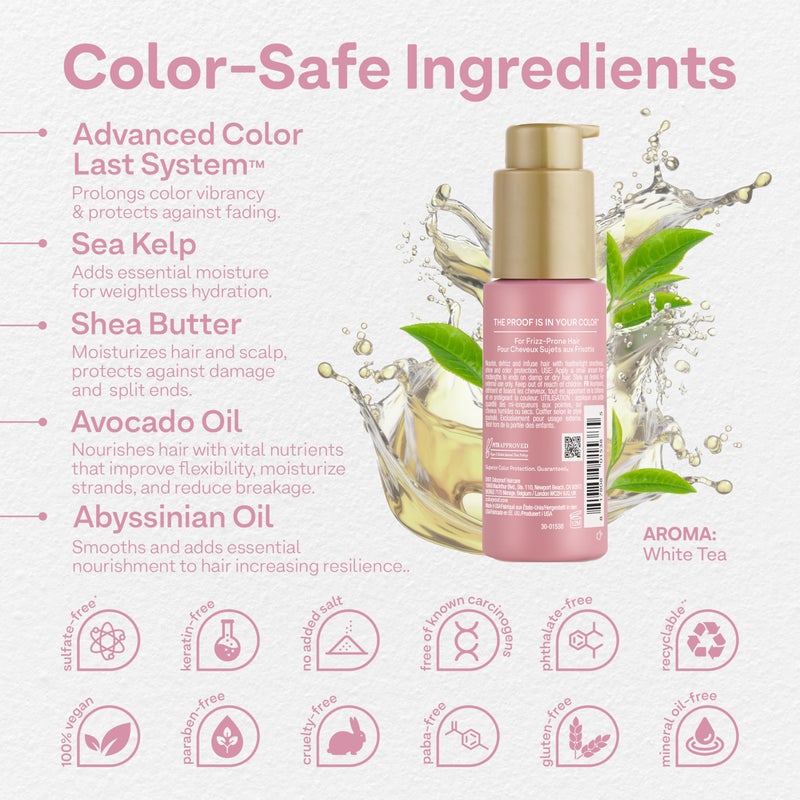 Colorproof Smooth Drops 1.86 Fl. Oz. Clear, Non-Greasy Anti-Frizz Hair Drops with a Frizz Elimination and Humidity-Resistant Formula, and Color Protection, White Tea Scent - Image 2