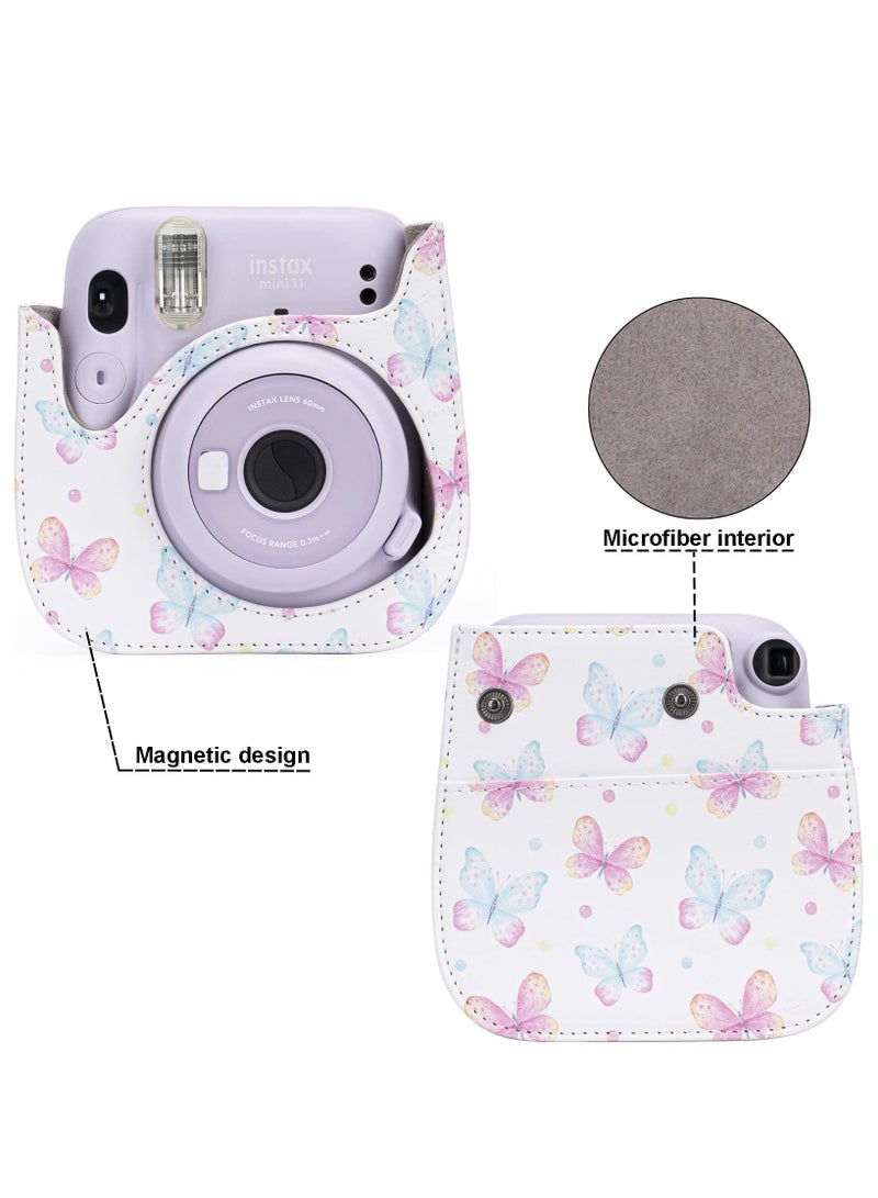 Fujifilm Instax Mini 11/9/8 Camera Case with Accessory Pocket and Adjustable Detachable Shoulder Strap (Butterfly Design) - Perfect for Instant Film Photography! - Image 3