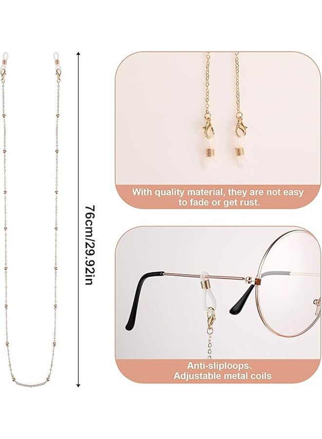 HY 3 Pcs Metal Glasses Chains for Men Women, Eyewear Strap Holders Hanging Neck Rope Lanyard Eyeglasses Accessory (3 Color) - Image 2