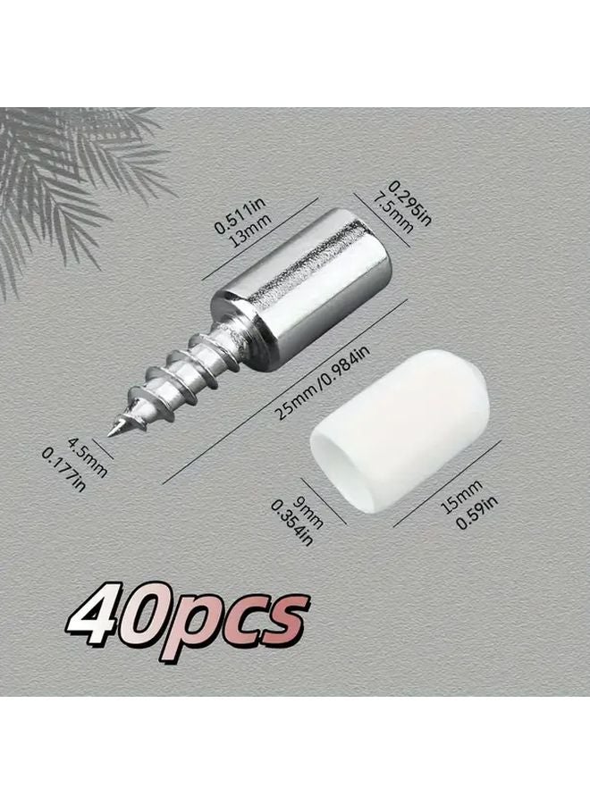 40Pcs Self Tapping Screw With Anti Slip Sleeve Silvery Steel Cabinet Partition Bracket - Image 1