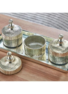 4 Piece Ribbed Metallic Decorative Jar Set With Tray - pzsku/ZB4915D937372700D962FZ/45/_/1720281711/0cef9705-fcd3-412d-8eed-49488e8415e5