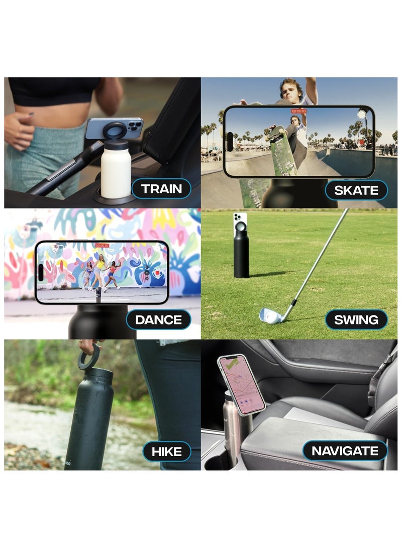 Insulated Water Bottle for iPhone with Magnetic Phone Mount  - Image 5