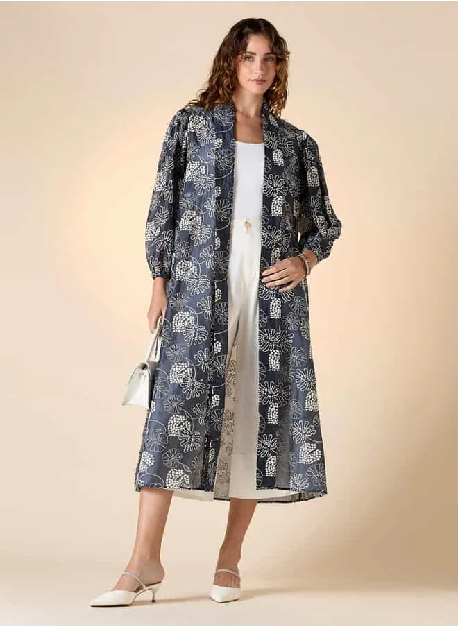Iconic Iconic Embroidered Open Front Longline Shrug