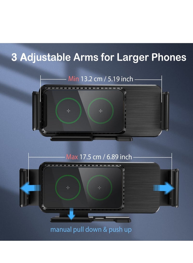 Excefore Wireless Car Charger for Galaxy Z Fold 3 Car Mount, Car Phone Holder Mount Dashboard Air Vent Windshield Compatible with Samsung Galaxy Z Flip 3 S21 Ultra, for iPhone 13 13 Pro Max 12, Geogle Pixel 6 - Image 4