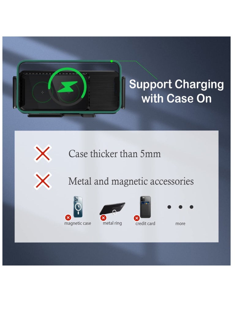 Excefore Wireless Car Charger for Galaxy Z Fold 3 Car Mount, Car Phone Holder Mount Dashboard Air Vent Windshield Compatible with Samsung Galaxy Z Flip 3 S21 Ultra, for iPhone 13 13 Pro Max 12, Geogle Pixel 6 - Image 2