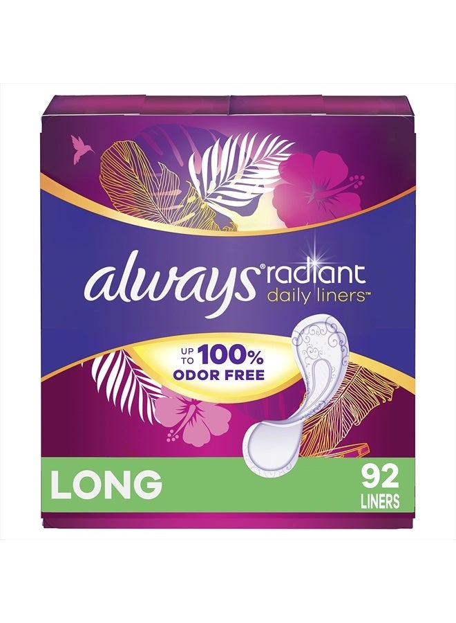 Always Radiant Daily Liners Long Absorbency, Up to 100% Odor-free, 92 Count - Image 1