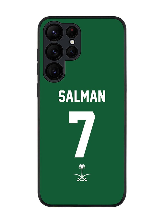 Stylizedd Rugged Black edge case for Samsung Galaxy S22 Ultra 5G Slim fit Soft Case Flexible Rubber Edges Anti Drop TPU Gel Thin Cover - Football Team - Saudi Arabia Player Name - Salman - Image 1