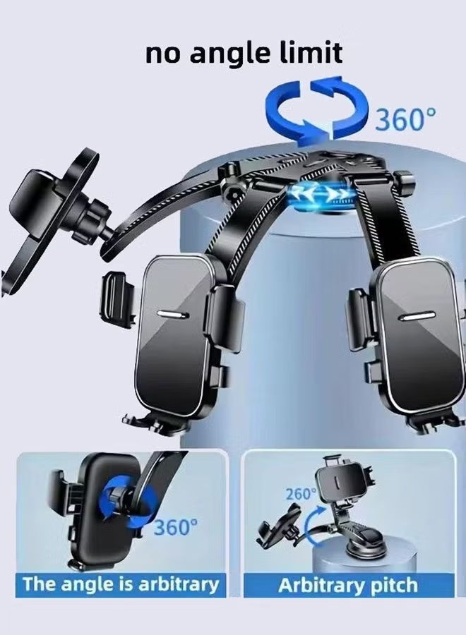 HPRT Car Phone Holder, Adjustable Air Vent Mount with Strong Suction Cup, Auto Lock Navigation Bracket, Universal Phone Holder for Car Compatible with iPhone, Android (Black) - Image 3