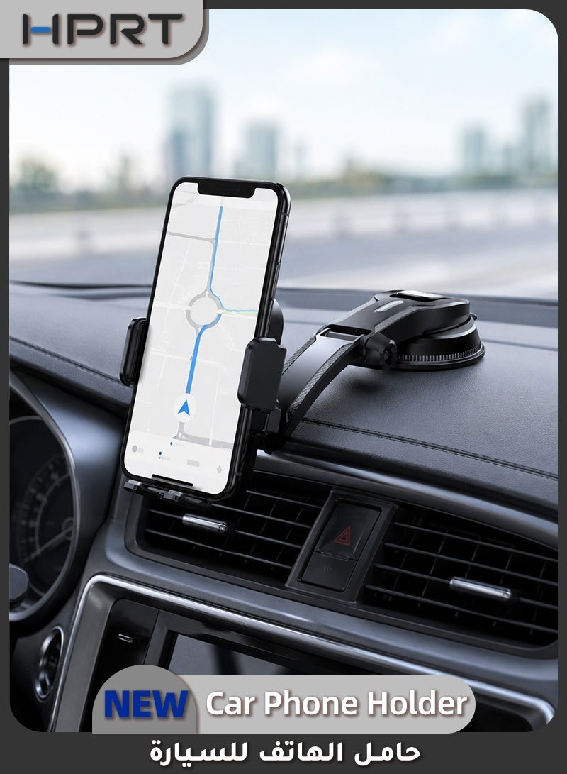 HPRT Car Phone Holder, Adjustable Air Vent Mount with Strong Suction Cup, Auto Lock Navigation Bracket, Universal Phone Holder for Car Compatible with iPhone, Android (Black) - Image 1