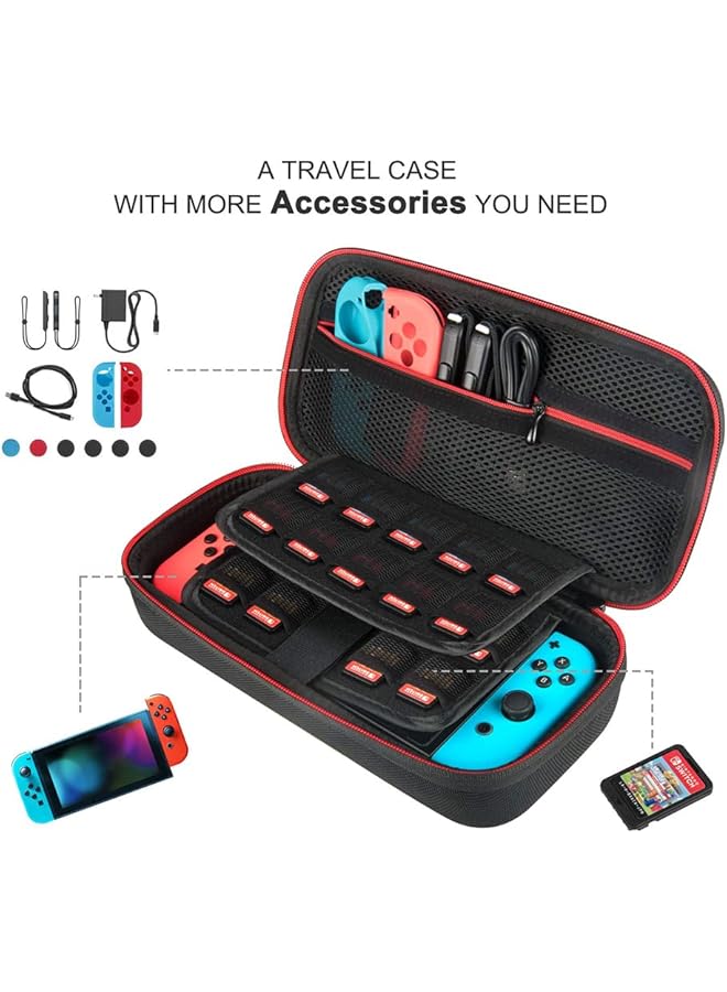KASTWAVE Accessories Kit For Nintendo Switch 13 In 1 Accessories Kit Compatible With Ns Switch Including Carrying Case/ Clear Cover Case/ Adjustable Stand/ Tempered Glass Screen Protector And Cleaning Tool - Image 5
