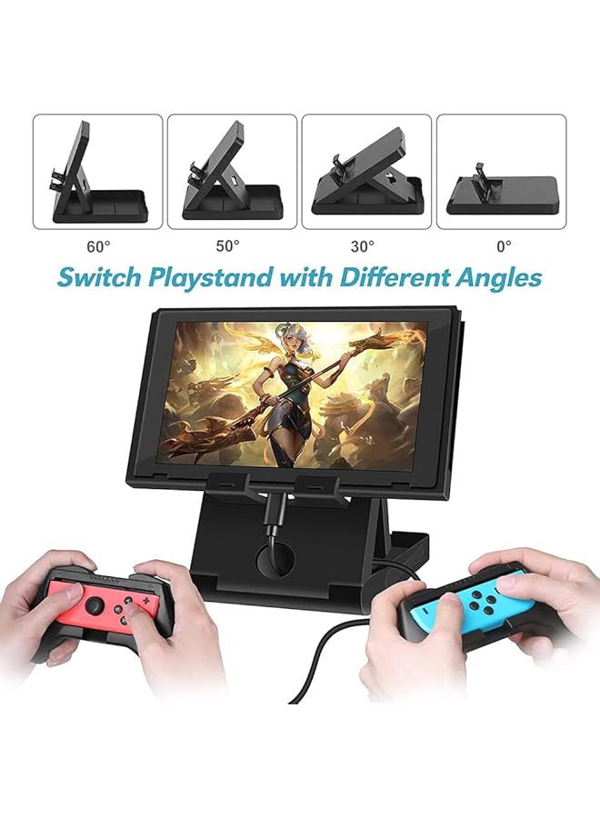 KASTWAVE Accessories Kit For Nintendo Switch 13 In 1 Accessories Kit Compatible With Ns Switch Including Carrying Case/ Clear Cover Case/ Adjustable Stand/ Tempered Glass Screen Protector And Cleaning Tool - Image 3