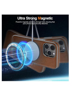 Aookay For iPhone 16 Pro Case, Compatible with Magsafe Premium Leather with Microfiber Lining Business Classic Cover Soft Grip Shockproof Magnetic Cases for iPhone 16 Pro (Brown)  - Image 4