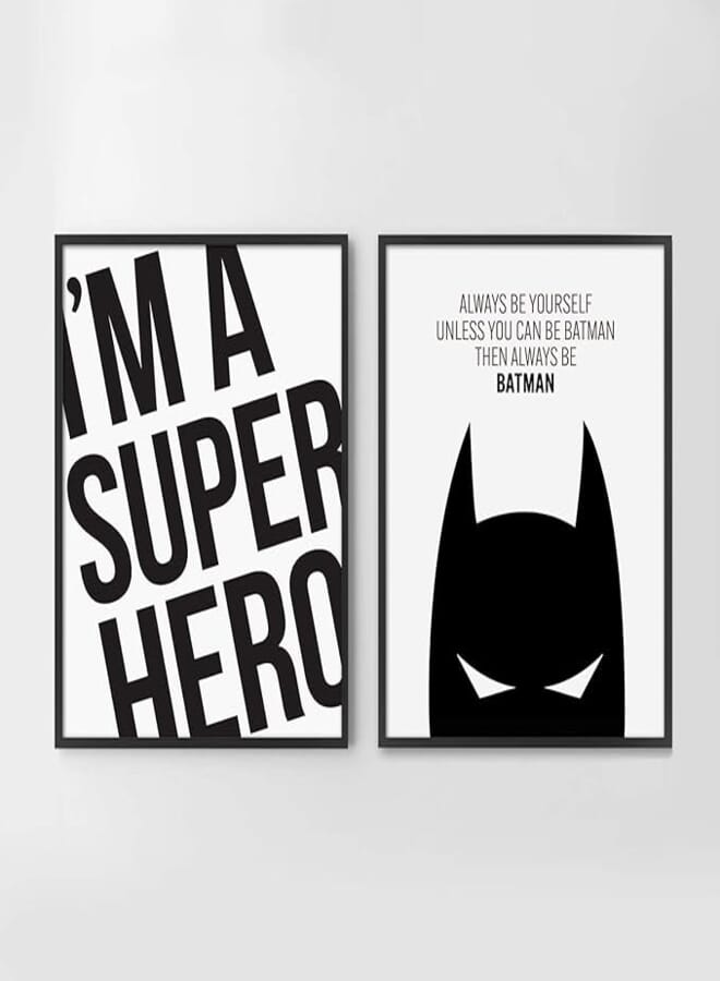 2 Pair batman and super hero Frame Wall Art