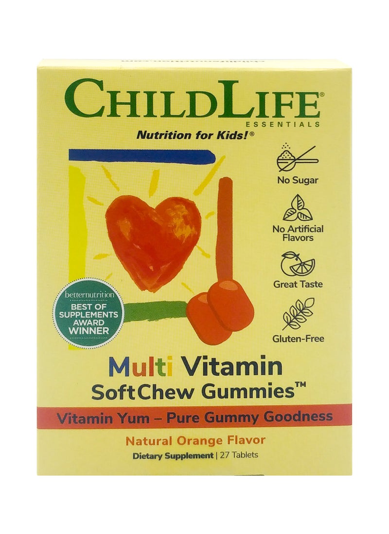 CHILDLIFE Childlife Essentials Mult-Vitamin SoftChew Gummies - Natural Orange Flavour 27 Tablets  - Image 1