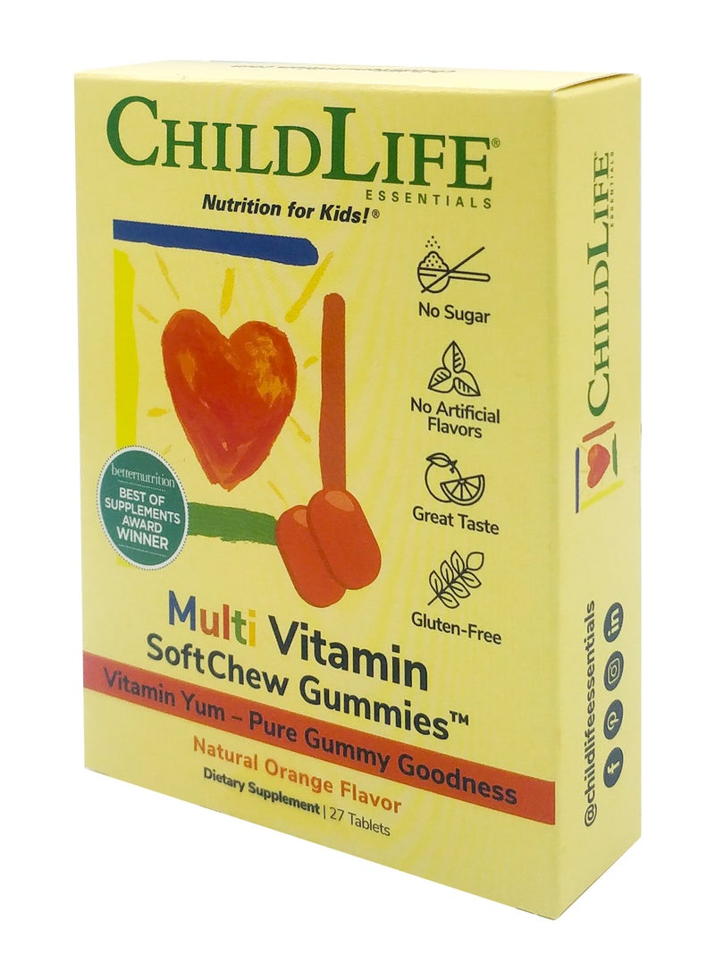 CHILDLIFE Childlife Essentials Mult-Vitamin SoftChew Gummies - Natural Orange Flavour 27 Tablets  - Image 5