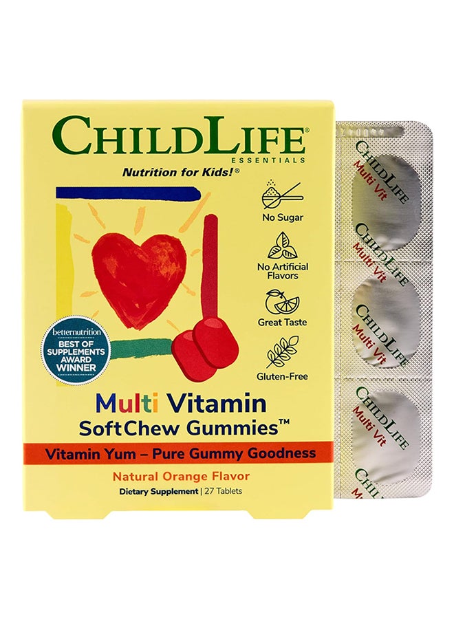 Childlife Essentials Mult-Vitamin SoftChew Gummies - Natural Orange Flavour 27 Tablets - Image 1