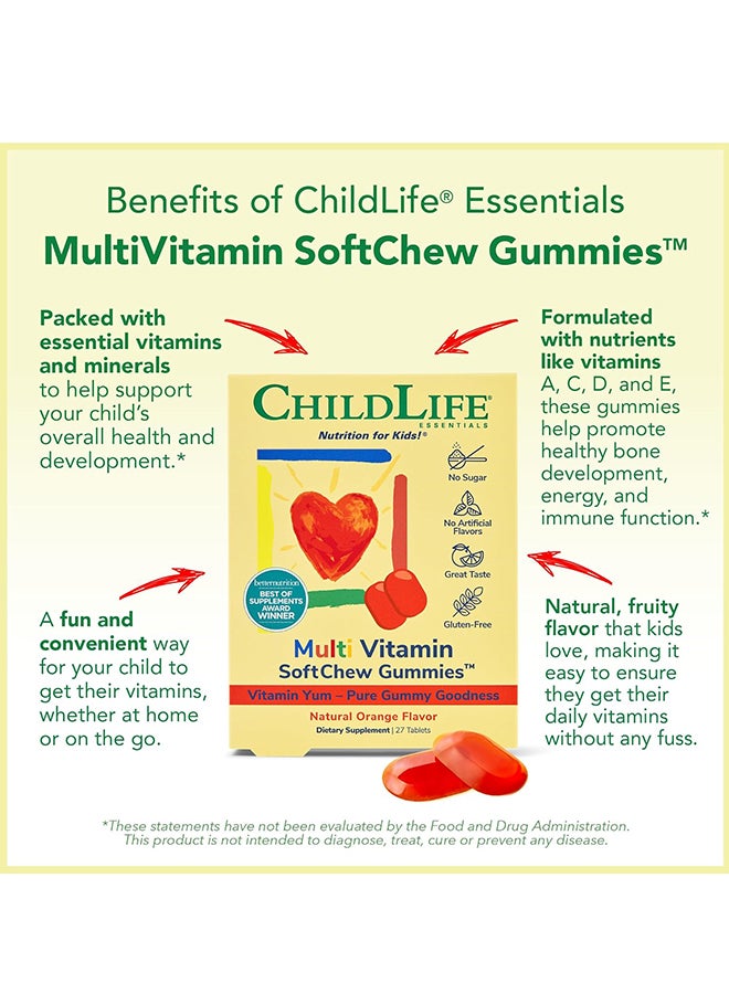Childlife Essentials Mult-Vitamin SoftChew Gummies - Natural Orange Flavour 27 Tablets - Image 5