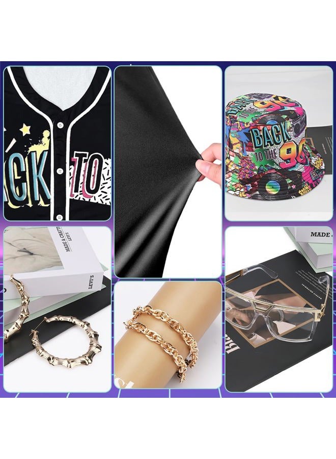 WILDPARTY 80s 90s Outfit for Women, Unisex Hip Hop Costume Baseball Jersey Shirt Yoga Pants Bucket Hat Gold Chain Rapper Accessories - Image 4