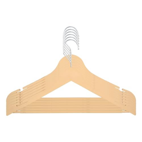 ROLLYWARE Hanger Set of 06 Unbreakable Plastic Wooden Look Cloth Hanger for Hanging Suits/Pants/Shirts/Skirts etc (6) - Image 1
