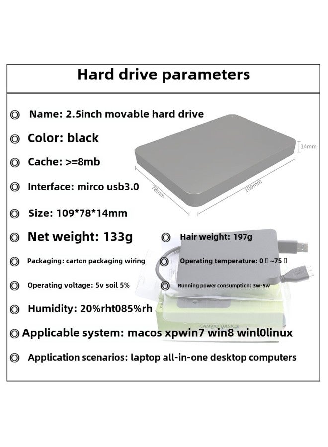 Expansion Upgrade Hard Disk Mobile Hard Disk 2tb External Hard Disk Game Hard Disk 1tb Mobile Hard Disk 4t-Capacity:1tb (64g Upgraded Version)-Interface:USB 3.0 - Image 2