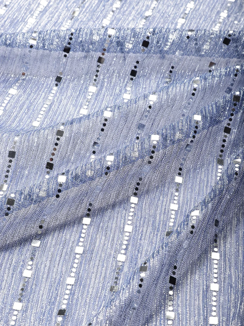 أيه كيه إس Lavender Textured Fabric with Sequin Lines