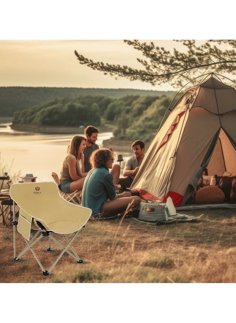 توبيز طاولة توبـي السوداء القابلة للطي من الألمنيوم خفيفة الوزن مع 4 كراسي تخييم مبطنة بظهر مرتفع – ارتفاع قابل للتعديل، دعم قوي، ومجموعة محمولة للأنشطة الخارجية - Image 5