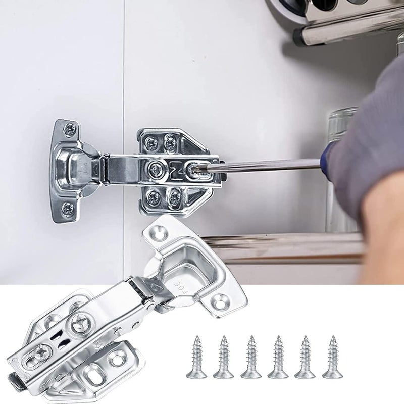 Angju 4 Pcs Kitchen Units Door Hinges, Soft Close Cupboard Wardrobe Door Hinges, Folding Doors Hinge with Screws, Full Overlay Mute Cabinet Hinges - Image 5