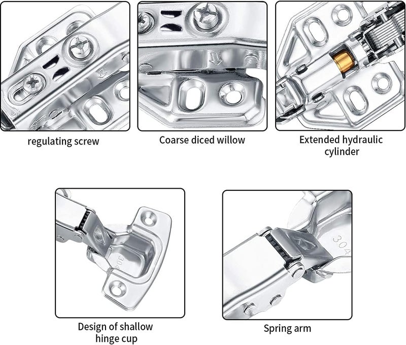 Angju 4 Pcs Kitchen Units Door Hinges, Soft Close Cupboard Wardrobe Door Hinges, Folding Doors Hinge with Screws, Full Overlay Mute Cabinet Hinges - Image 4