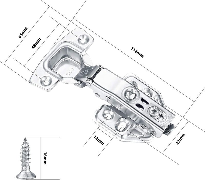 Angju 4 Pcs Kitchen Units Door Hinges, Soft Close Cupboard Wardrobe Door Hinges, Folding Doors Hinge with Screws, Full Overlay Mute Cabinet Hinges - Image 2