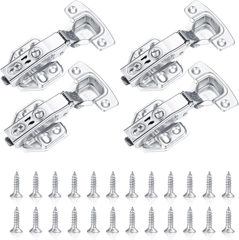 Angju 4 Pcs Kitchen Units Door Hinges, Soft Close Cupboard Wardrobe Door Hinges, Folding Doors Hinge with Screws, Full Overlay Mute Cabinet Hinges - Image 1