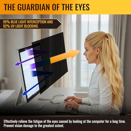 Ceydebne 27 Inch Privacy Screen for Monitor with 16:9 Widescreen Monitor Blue Light Screen Protector - Anti-Glare - Anti-Scratch Protector Film for Data Confidentiality Privacy Shield [2 Pack] - Image 3