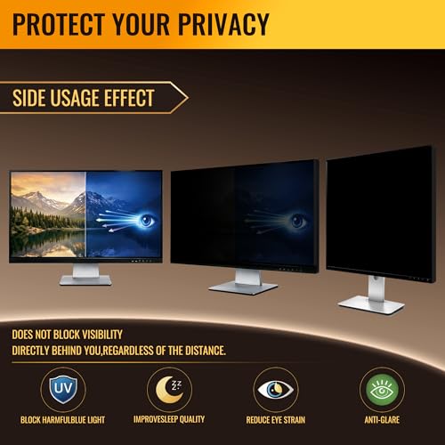 Ceydebne 27 Inch Privacy Screen for Monitor with 16:9 Widescreen Monitor Blue Light Screen Protector - Anti-Glare - Anti-Scratch Protector Film for Data Confidentiality Privacy Shield [2 Pack] - Image 2