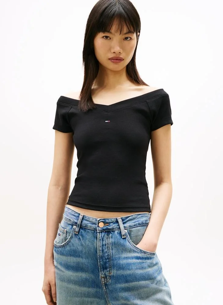 TOMMY JEANS Casual  Slim Off Shoulder Rib Top