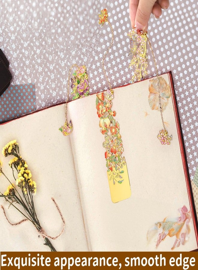 Goaste مجموعة من 6 فواصل كتب معدنية على شكل زهور من غوست، فواصل كتب زهرية جميلة مع سلسلة ذهبية، فواصل كتب مجوفة رائعة، مثالية لمحبي الكتب والكتاب والقراء والمعلمين والطلاب، كهدية (6 أنماط) - Image 5