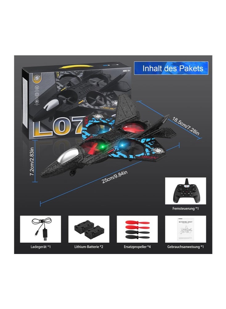 RC Aeroplane L0712 Quadcopter – 2.4 GHz Remote Control Fighter Plane with LED Lights & USB Charging, RTF for Kids & Adults - Image 1