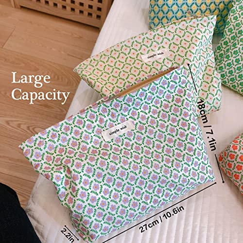 STARDW Aesthetic Floral Makeup Bag Cute Small Cosmetic Bags for Women Girls, Travel Toiletry Bag Large Capacity Zipper Makeup Pouch, Purse Organizer Pouches - Image 2